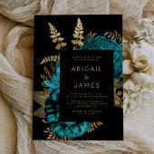 Elegant Moody Donker Bloemen Turquoise Gouden Brui Kaart