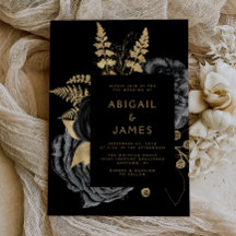 Elegant Moody Donker Bloemen Zwart Goud Bruiloft