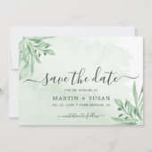 Elegant Moody Eucalyptus Leaves Greenery Wedding Save The Date (Voorkant)
