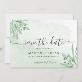 Elegant Moody Eucalyptus Leaves Greenery Wedding Save The Date