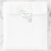 Elegant Moody Eucalyptus Leaves Greenery Wedding Vierkante Sticker (Tas)