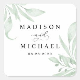 Elegant Moody Eucalyptus Leaves Greenery Wedding Vierkante Sticker