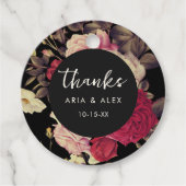 Elegant Moody Floral Bruiloft Naam Datum Bedankt Bedankjes Labels (Voorkant)