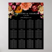 Elegant + Moody Floral Wedding Seating Chart Poster (Voorkant)