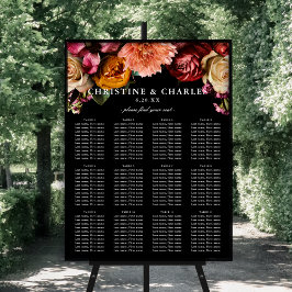 Elegant + Moody Floral Wedding Seating Chart Poster