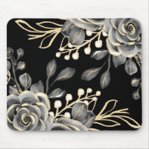 Elegant Moody Grey Goud Zwart Bloemen Waterverf