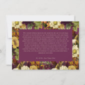 Elegant Moody Jewel Vintage Floral Wine Wedding Bedankkaart (Achterkant)