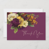 Elegant Moody Jewel Vintage Floral Wine Wedding Bedankkaart (Voorkant)