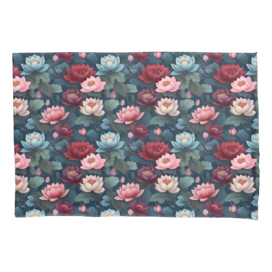 Elegant Moody Modern Lotus Bloem Patroon Kussensloop (Voorkant-Links)