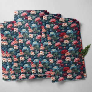 Elegant Moody Modern Lotus Bloem Patroon Stof