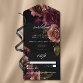 Elegant Moody Muted Roest Bourgondië Bloemen Geen All In One Uitnodiging
