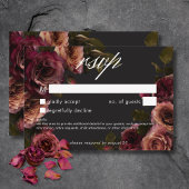 Elegant Moody Muted Roest Bourgondië Bloemen Geen  RSVP Kaartje