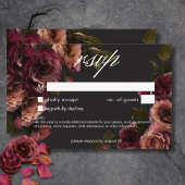 Elegant Moody Muted Roest Bourgondië Bloemen Geen  RSVP Kaartje