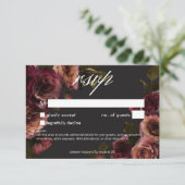 Elegant Moody Muted Roest Bourgondië Bloemen Geen  RSVP Kaartje (Staand voorkant)