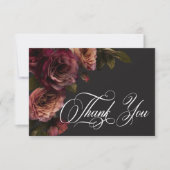 Elegant Moody Muted Rust & Bourgondië Bloemen brui Bedankkaart (Voorkant)