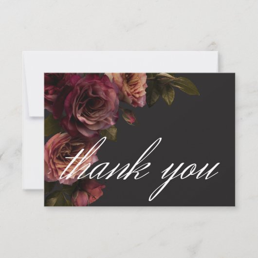 Elegant Moody Muted Rust & Bourgondië Bloemen brui Bedankkaart (Voorkant)