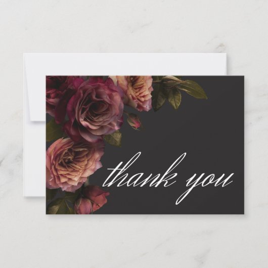 Elegant Moody Muted Rust & Bourgondië Bloemen brui Bedankkaart (Voorkant)