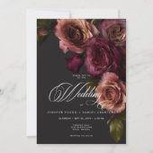 Elegant Moody Muted Rust & Bourgondië Bloemen brui Kaart (Voorkant)