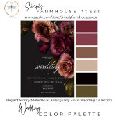 Elegant Moody Muted Rust & Bourgondië Bloemen brui Kaart