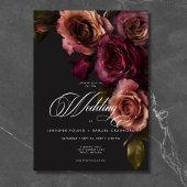 Elegant Moody Muted Rust & Bourgondië Bloemen brui Kaart