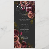 Elegant Moody Muted Rust & Bourgondië Bloemen brui Menu (Voorkant)