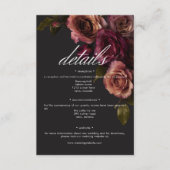 Elegant Moody Muted Rust & Bourgondië Bloemen Deta Informatiekaartje (Voorkant)