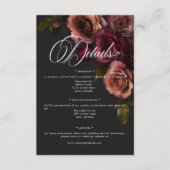 Elegant Moody Muted Rust & Bourgondië Bloemen Deta Informatiekaartje (Voorkant)