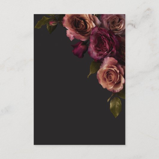 Elegant Moody Muted Rust & Bourgondië Bloemen Deta Informatiekaartje (Achterkant)