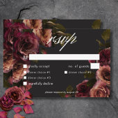 Elegant Moody Muted Rust & Bourgondië Bloemendiner RSVP Kaartje