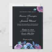 Elegant Moody Paarse Waterverf Floral Wedding Kaart (Voorkant)