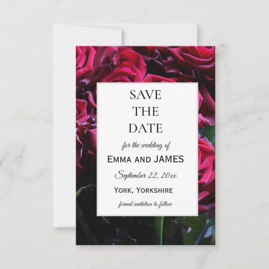 Elegant Moody Romantic Rozen Floral Foto Save The Date (Voorkant)