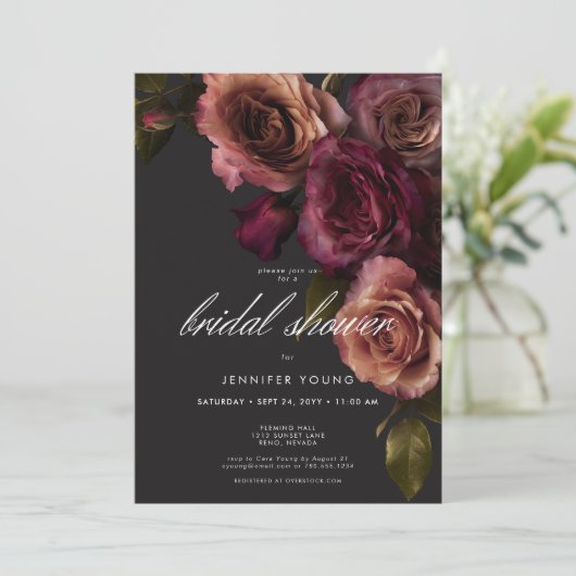 Elegant Moody Rust & Bourgogne Bloemen Vrijgezelle Kaart (Staand voorkant)