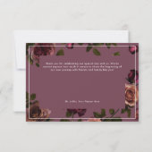 Elegant Moody Soft Rust & Burgundy Floral Wedding Bedankkaart (Achterkant)