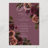 Elegant Moody Soft Rust & Burgundy Floral Wedding Menu (Voorkant)