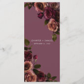 Elegant Moody Soft Rust & Burgundy Floral Wedding Menu (Achterkant)
