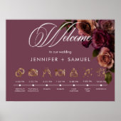 Elegant Moody Soft Rust Burgundy Order of Events  Poster (Voorkant)