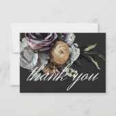 Elegant Moody Twilight Gedempte Bloemen Bruiloft Bedankkaart (Voorkant)