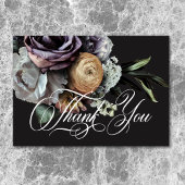 Elegant Moody Twilight Gedempte Bloemen Bruiloft Bedankkaart