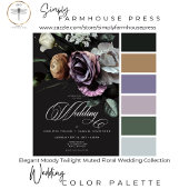 Elegant Moody Twilight Gedempte Bloemen Bruiloft Kaart