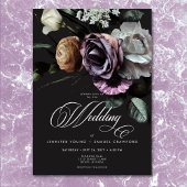 Elegant Moody Twilight Gedempte Bloemen Bruiloft Kaart