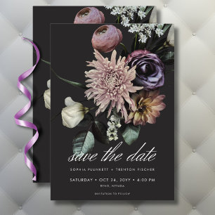 Elegant Moody Twilight Gedempte Bloemen Bruiloft Save The Date