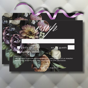 Elegant Moody Twilight Gedempte Bloemen Geen Diner RSVP Kaartje