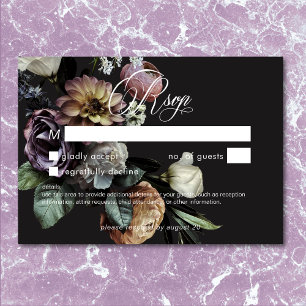 Elegant Moody Twilight Gedempte Bloemen Geen Diner RSVP Kaartje