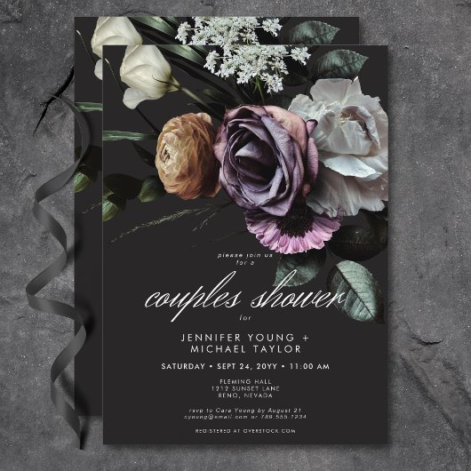 Elegant Moody Twilight Gedempte Bloemen Koppels Do Kaart