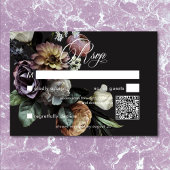 Elegant Moody Twilight Muted Floral QR Code RSVP Kaartje