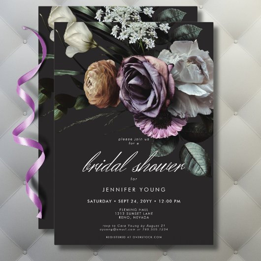 Elegant Moody Twilight Muted Floral Vrijgezellenfe Kaart