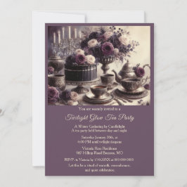 Elegant Moody Twilight Winter Tea Party Invitation Kaart