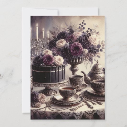 Elegant Moody Twilight Winter Tea Party Invitation Kaart (Achterkant)