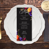 Elegant Moody Vibrant Harvest Bloemen Trouwmenu Menu