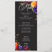 Elegant Moody Vibrant Harvest Bloemen Trouwmenu Menu (Voorkant)